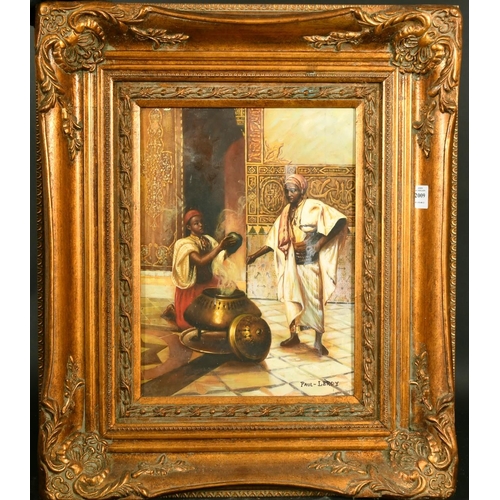 2009 - Paul Leroy, an interior scene with Arab figures, oil on panel, signed, 16