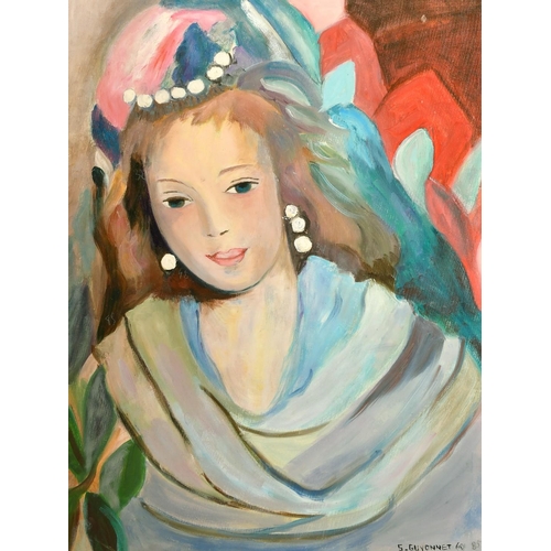 2013 - S. Guyonnet, a fauvist style portrait of a lady, oil on canvas laid down, signed, 24