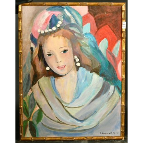 2013 - S. Guyonnet, a fauvist style portrait of a lady, oil on canvas laid down, signed, 24