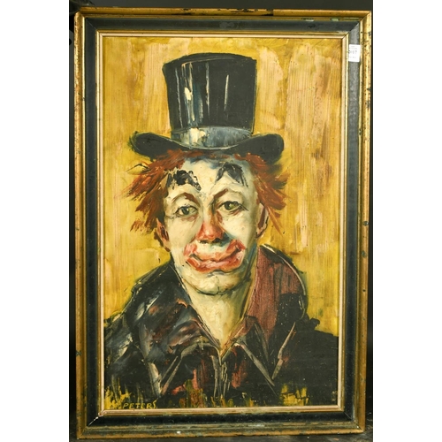 2017 - Peters, 20th Century, a head study of a clown, oil on canvas, signed, 27.5