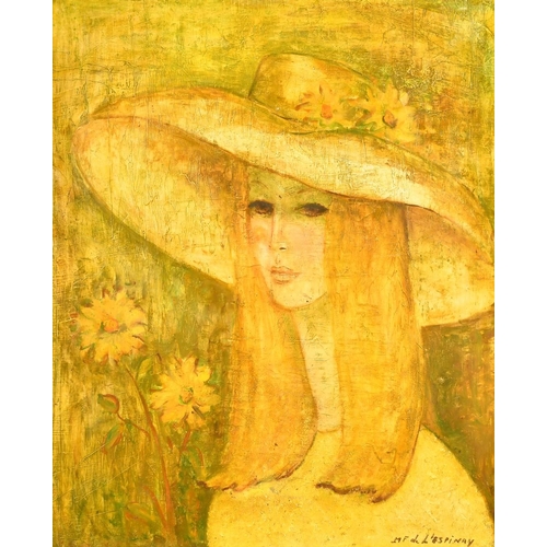 2019 - Francoise De l'Espinay, study of a lady in a garden, oil on canvas, signed, 28