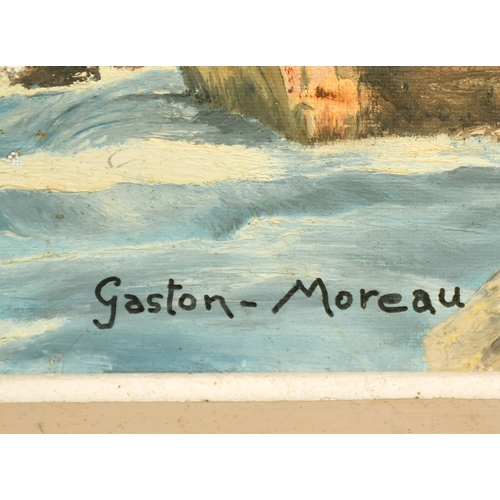 2022 - Gaston Moreau, bridge over an alpine river, oil on canvas, signed, 18