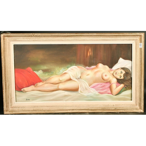 2025 - Jiva, a scene of a female reclining nude, oil on canvas, signed, 15.75