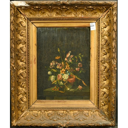 2029 - 19th Century French School, a still life of mixed flowers, oil on board, 13