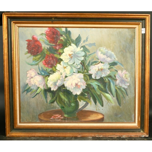 2031 - 20th Century French School, a still life of mixed flowers, oil on canvas, indistinctly signed, 23.5