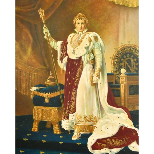 2034 - 20th Century French School, a full-length portrait of Napoleon in ceremonial robes, oil on canvas, 3... 