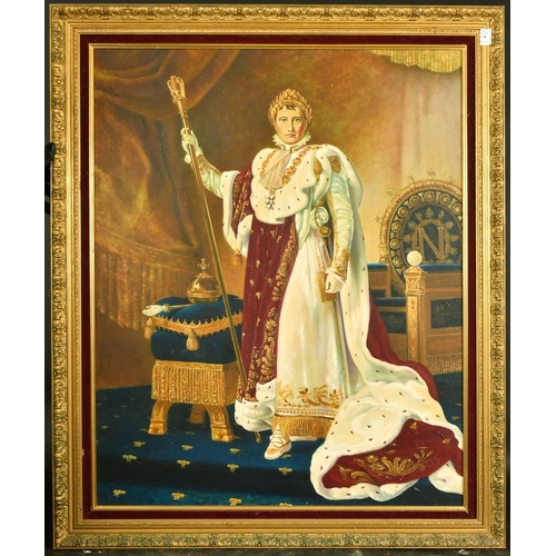 2034 - 20th Century French School, a full-length portrait of Napoleon in ceremonial robes, oil on canvas, 3... 