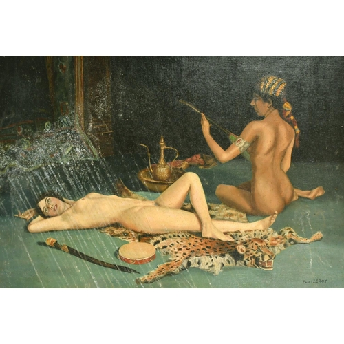 2037 - Paul Leroy, female nudes in an Eastern interior, oil on canvas, signed, 23