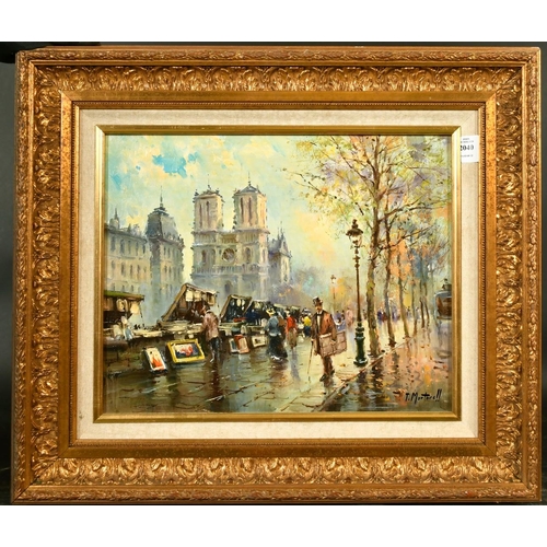 2040 - T. Martorell, stalls along the river Seine, oil on canvas, 13