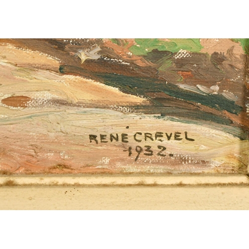 2042 - Rene Crevel circa 1932, a pathway thought a French village, oil on board, signed, 18.5