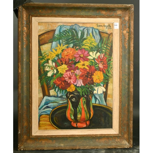 2050 - Pierre Noyelle, circa 1947, a still life of colourful flowers, oil on panel, signed, 21.5