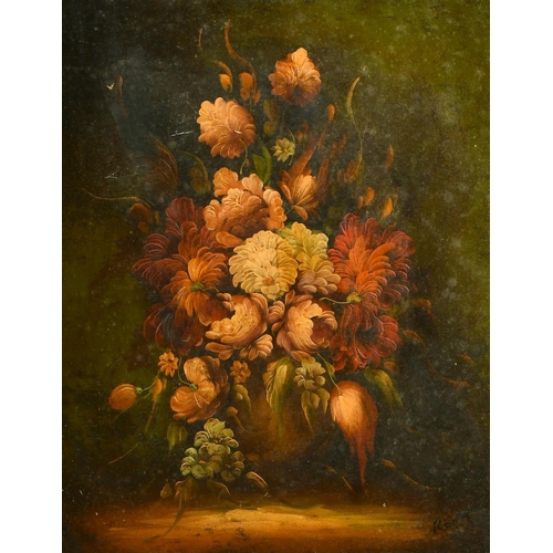 2055 - 20th Century French School, a pair of still life paintings of mixed flowers, oil on canvas, indistin... 