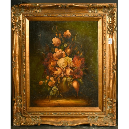 2055 - 20th Century French School, a pair of still life paintings of mixed flowers, oil on canvas, indistin... 