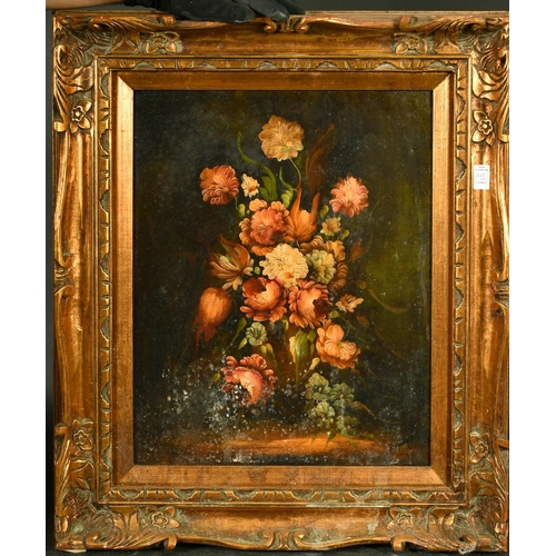 2055 - 20th Century French School, a pair of still life paintings of mixed flowers, oil on canvas, indistin... 