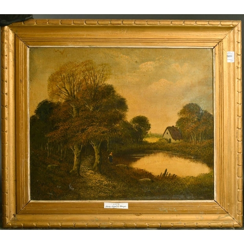 2059 - 19th Century French school, a pair of landscapes with a female figure, oil on canvas, indistinctly s... 