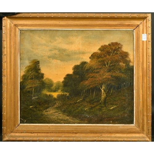 2059 - 19th Century French school, a pair of landscapes with a female figure, oil on canvas, indistinctly s... 