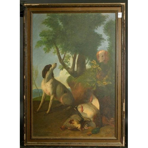 2061 - E. Le Sur, circa 1907, a pair of scenes of game dogs with birds, oils on canvas, signed, each 32