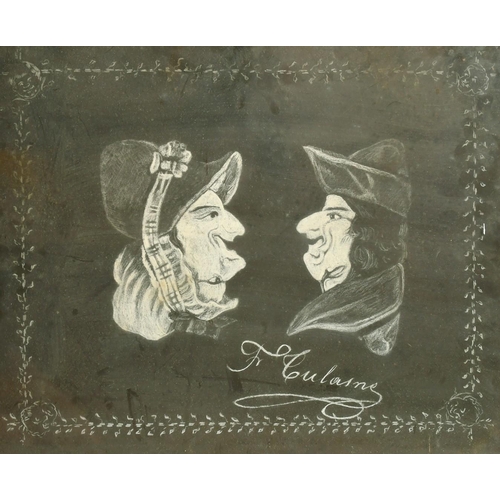 2068 - 19th Century French School, a novelty chalk drawing, indistinctly signed, 18