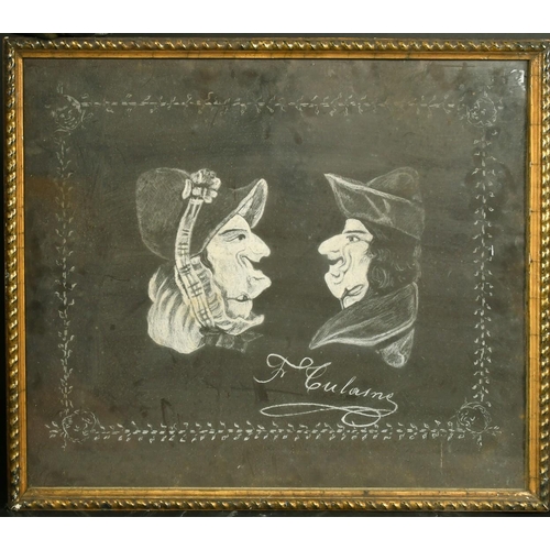 2068 - 19th Century French School, a novelty chalk drawing, indistinctly signed, 18