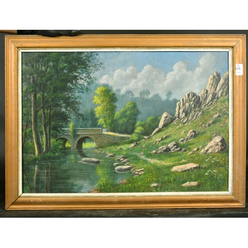 2070 - 20th Century French School, two oil landscapes, both indistinctly signed, both around 16