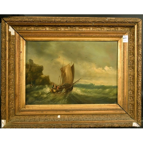 2077 - Late 19th Century French School, a marine scene, oil on board, 12