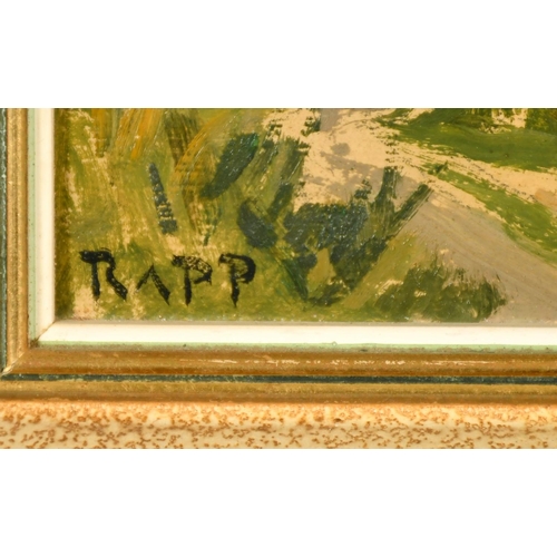 2085 - Rapp,20th Century, a pair of oils on board landscapes, 6.25