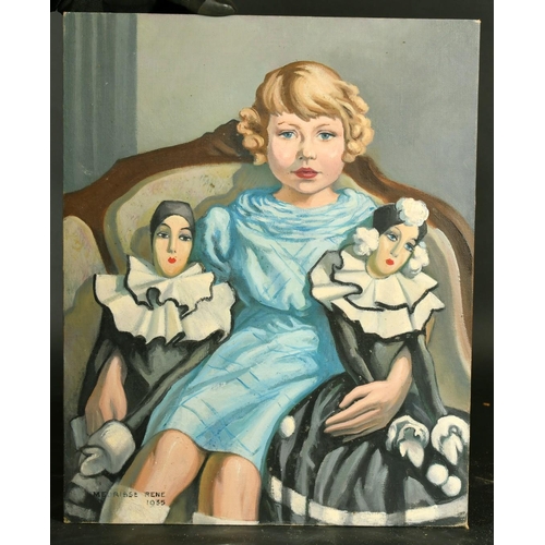 2095 - Rene Meurisse, a set of three family portraits, oils on board, each 16