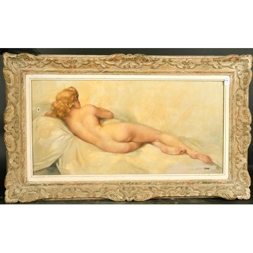 2116 - Jiva, 20th Century, a resting female nude, oil on canvas, signed, 15.75