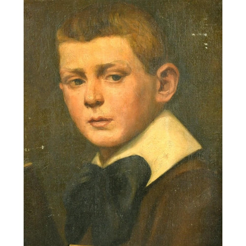 2126 - 19th Century School, a head study of a young boy, oil on canvas laid down, 12.25