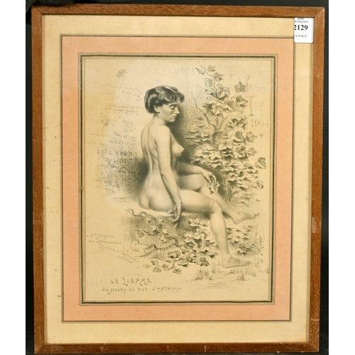 2129 - Benjamin Lapoire, study of a seated female nude, charcoal, signed and inscribed and dated 1904, 11