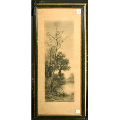 2131 - J. Chuaux, circa 1913, a set of 3 sketches of landscape scenes, charcoal, signed, 19