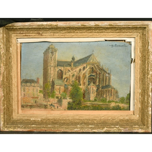 2150 - Late 19th Century French School, a sketch of a cathedral, oil on canvas, indistinctly signed, 5.5