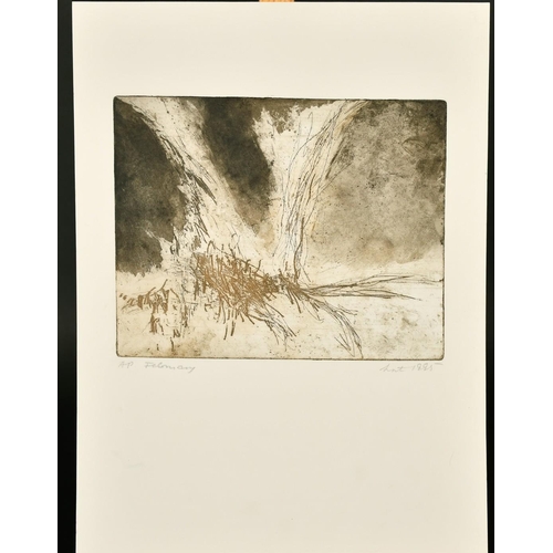 2159 - Gertrude Halsey, (20th Century) A tower at the top of a rocky mountain, a colour print, 5.75