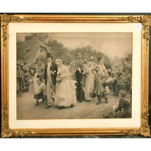 2174 - After Fildes, A print of a village wedding in a good late Victorian frame, 16.75