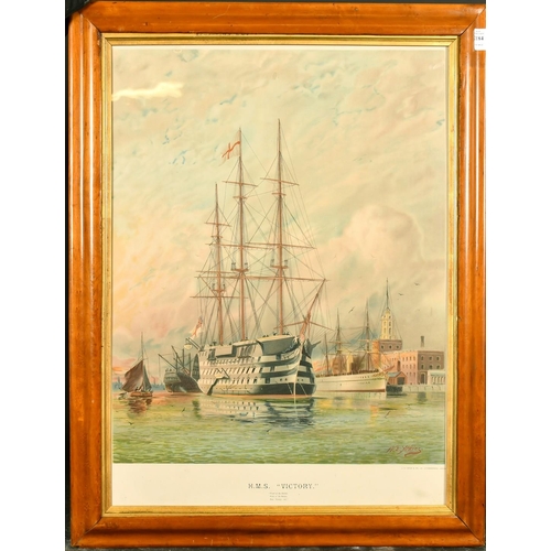 2184 - After William E Atkins, British 1842-1910- ''HMS Victory'', chromolithograph, published by J S Virtu... 