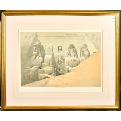 2186 - After Roberts, Front elevation of The Great Temple of Abossimble, Nubia, photo lithograph, 14.5