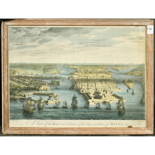 2198 - Benoist after Goupy, 'A View of the Port and Entrance of the City and Isle of Malta', hand coloured ... 