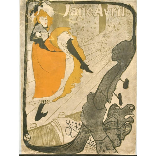 2204 - After Toulouse Lautrec, 'Jane Avril', lithograph, backed with faults, 31