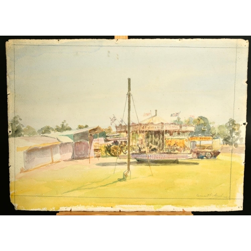 2230 - Bernard Sickert (1862-1932) a watercolour sketch of a fun fair, signed and dated 1921, 10