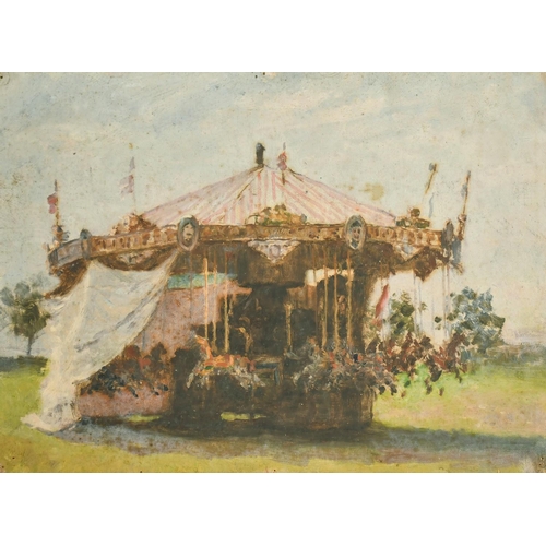 2234 - Bernard Sickert (1862-1932) an oil sketch of a carousel, unstretched and unframed, 10