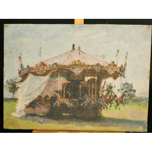 2234 - Bernard Sickert (1862-1932) an oil sketch of a carousel, unstretched and unframed, 10