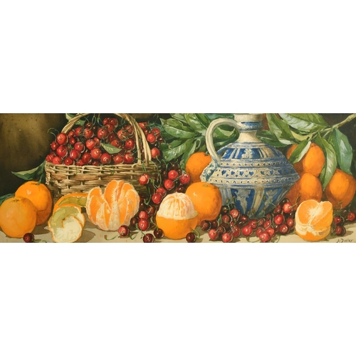 2243 - Arthur Dudley (19th/20th Century) British, A pair of still life paintings of fruit, watercolours, bo... 