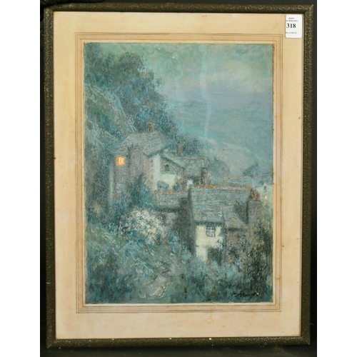 2255 - Claude Marks (1916-1991) British, Cottages on the coast, pastel, signed, 13.75