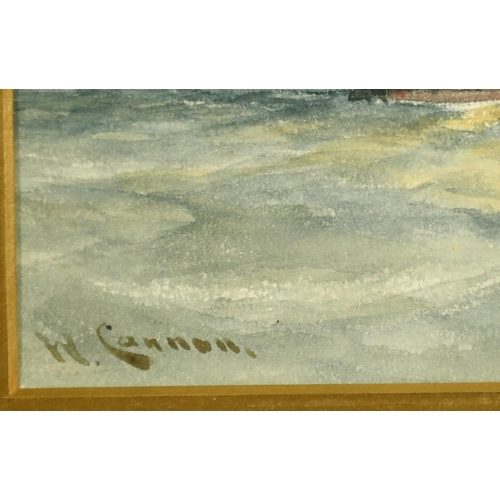 2274 - William Cannon (fl.1860-1901) A tall ship and sailing boats off the coast, watercolour, signed, 5.75... 