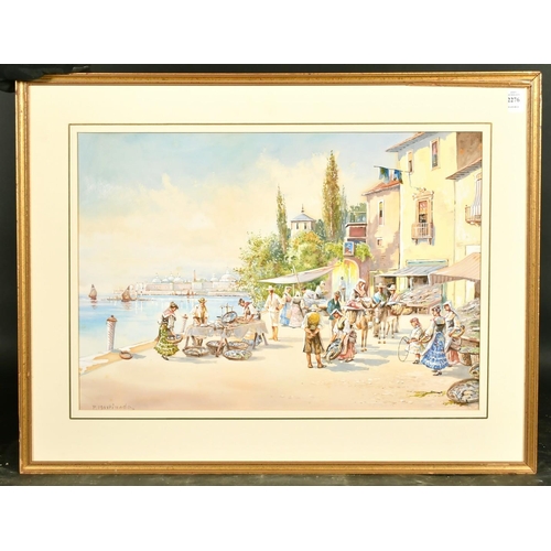 2276 - P. Martinado (20th Century) The Fish market, watercolour, signed, 15