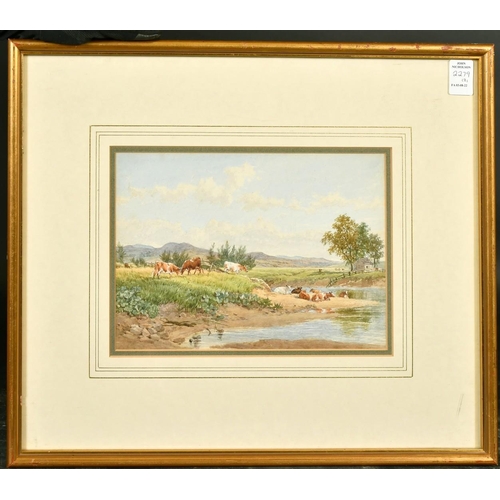 2279 - James W. Baldock (1825-1898) A pair of river landscapes with cattle standing and lying down at the w... 