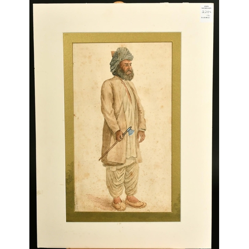 2286 - A full length study of a Greek man with a sword and shield, watercolour, signed and dated '90, 19