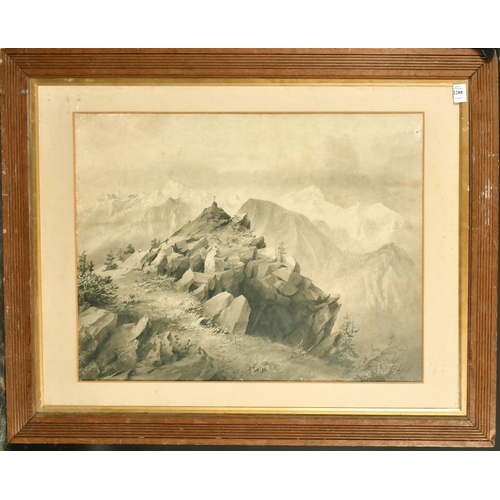 2288 - An Alpine view of rocky mountains, watercolour, 18