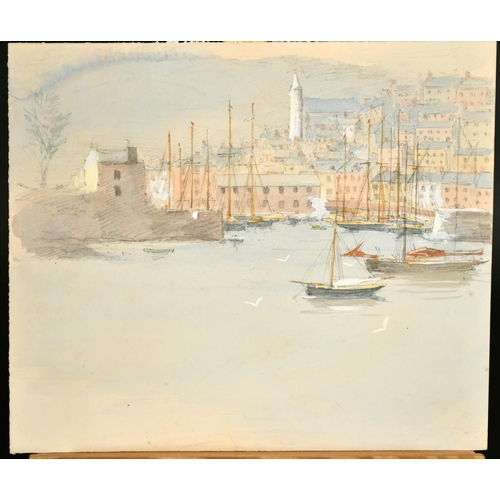 2295 - Attributed to Charles Butler Stoney, eight watercolours and a pencil drawing, harbour and yachting s... 