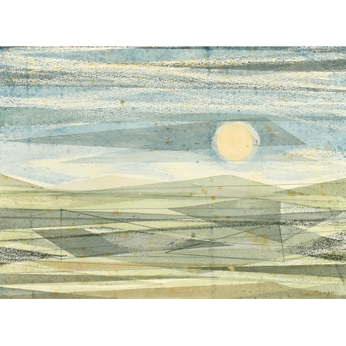 2298 - Early 20th Century School, A stylized landscape with geometric lines, watercolour, indistinctly sign... 